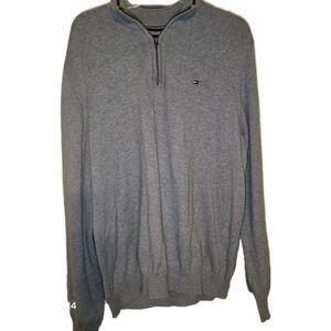 Tommy Hilfiger Light Gray 1/4 Zip Pullover By Casual Preppy Office